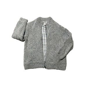 LL Bean lambs wool plaid flannel lined full zip cardigan sweater jacket mens L